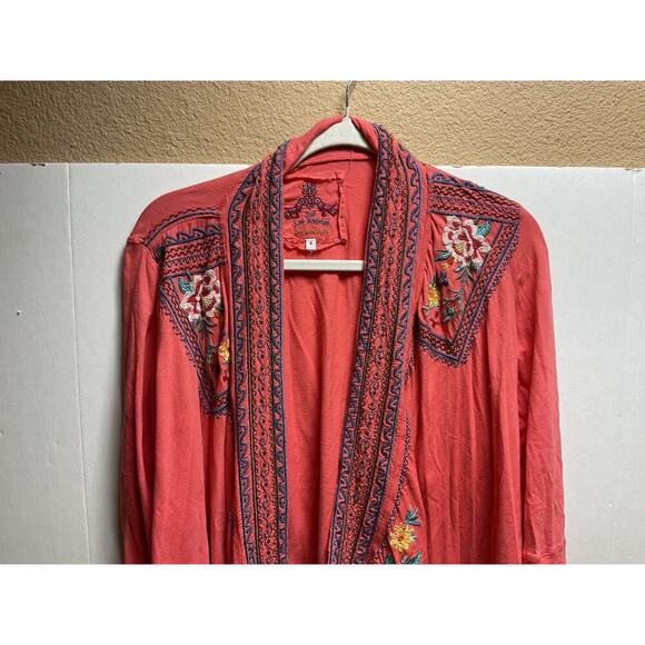 Johnny Was Sweater Women Small Coral Embroidered Jacket Open Cardigan Shrug Boho - Picture 4 of 14
